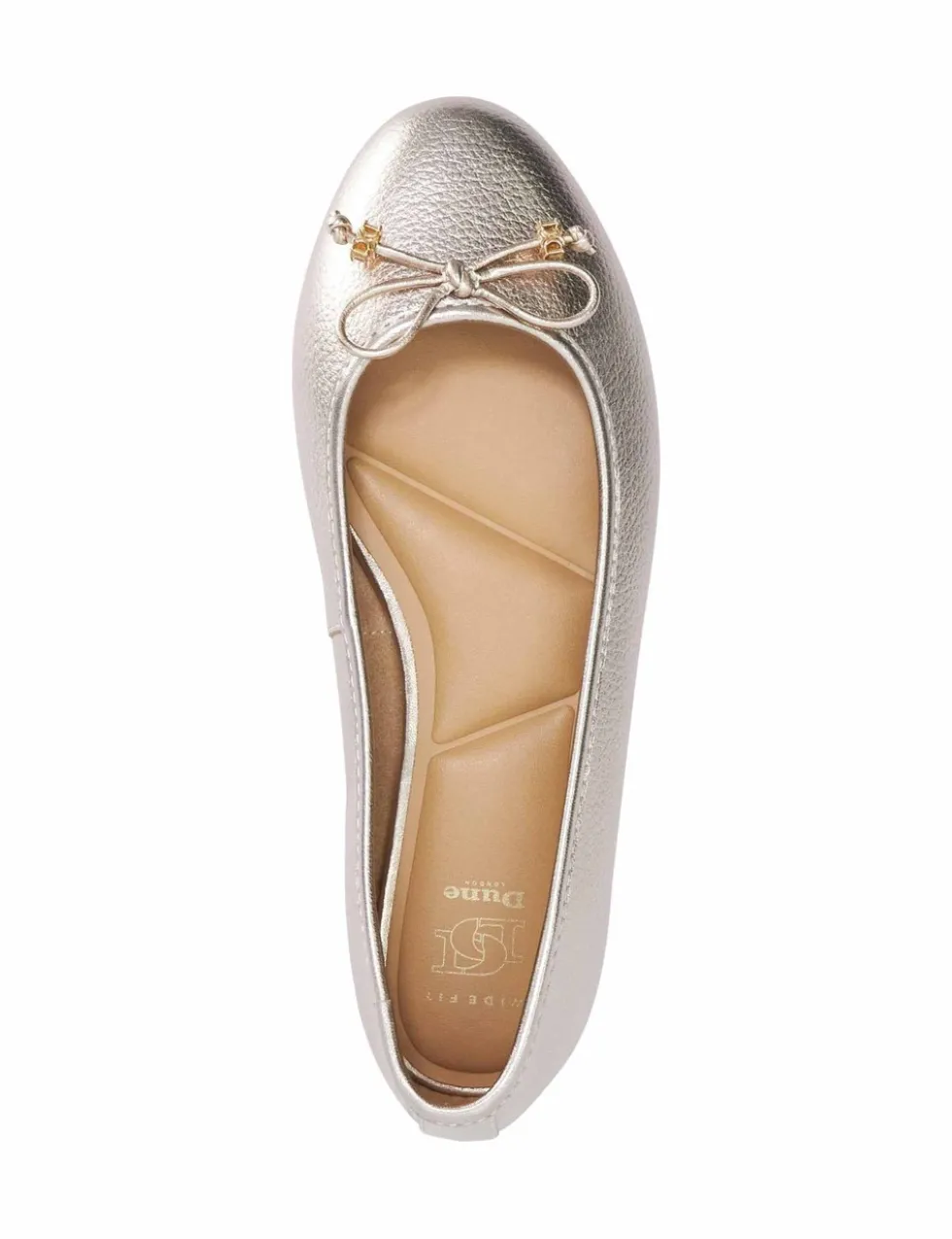 Wide Fit Charm Trim Leather Ballet Pumps
