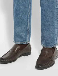 Wide Fit Flexi Sole Leather Penny Loafers
