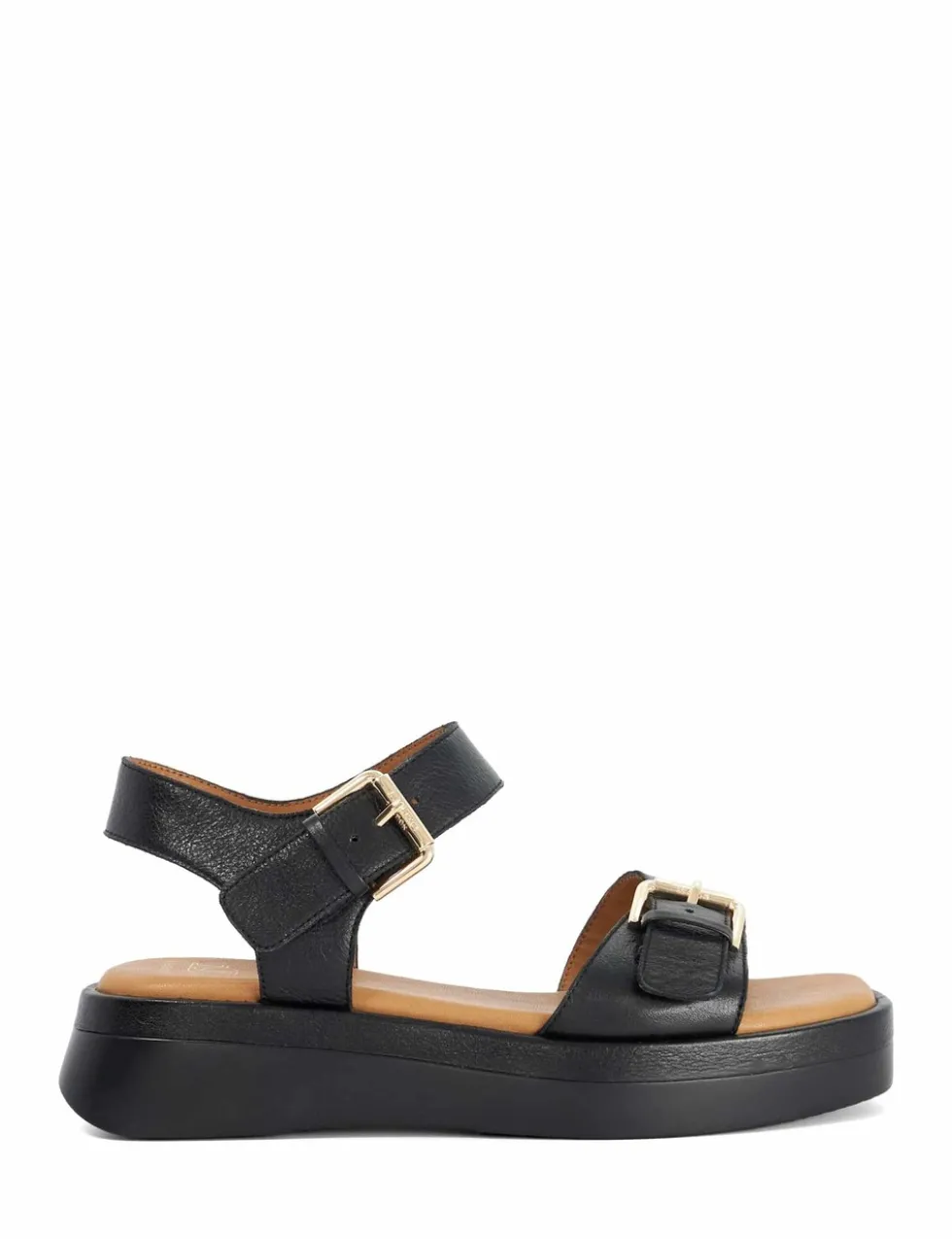 Wide Fit Leather Ankle Strap Wedge Sandals