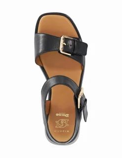 Wide Fit Leather Ankle Strap Wedge Sandals