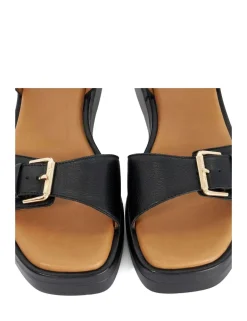 Wide Fit Leather Ankle Strap Wedge Sandals