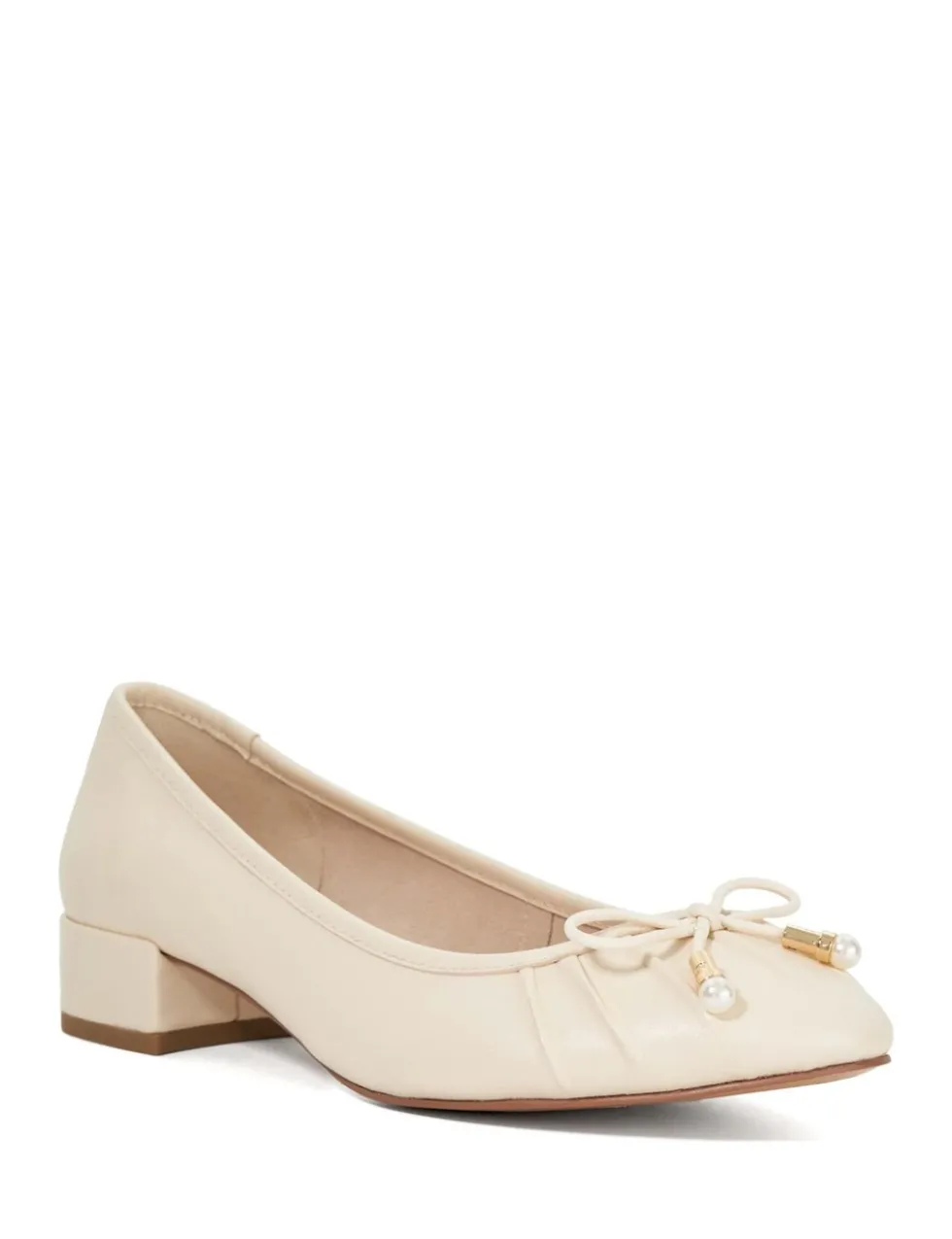 Wide Fit Leather Block Heel Pumps