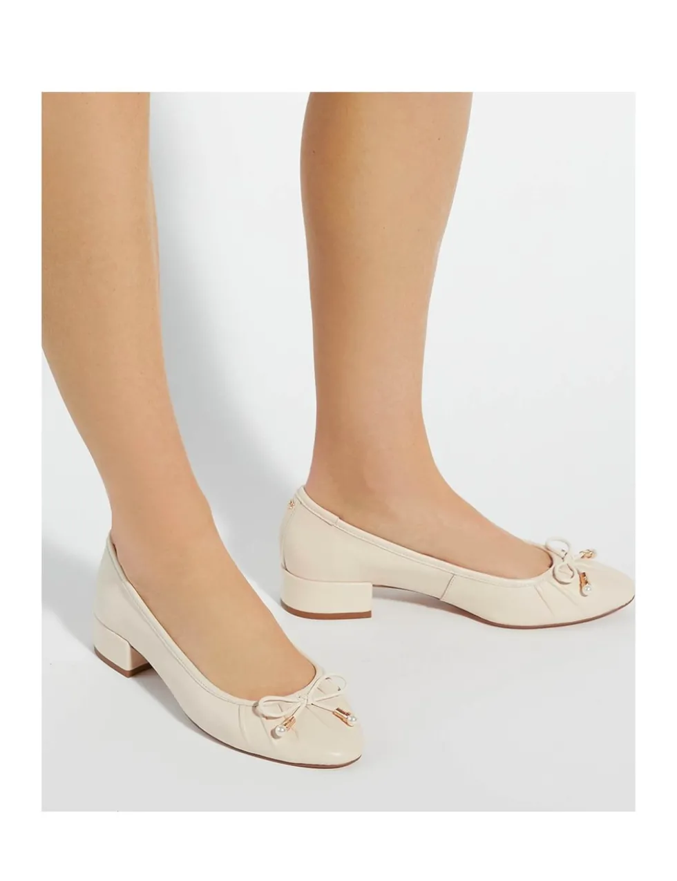 Wide Fit Leather Block Heel Pumps