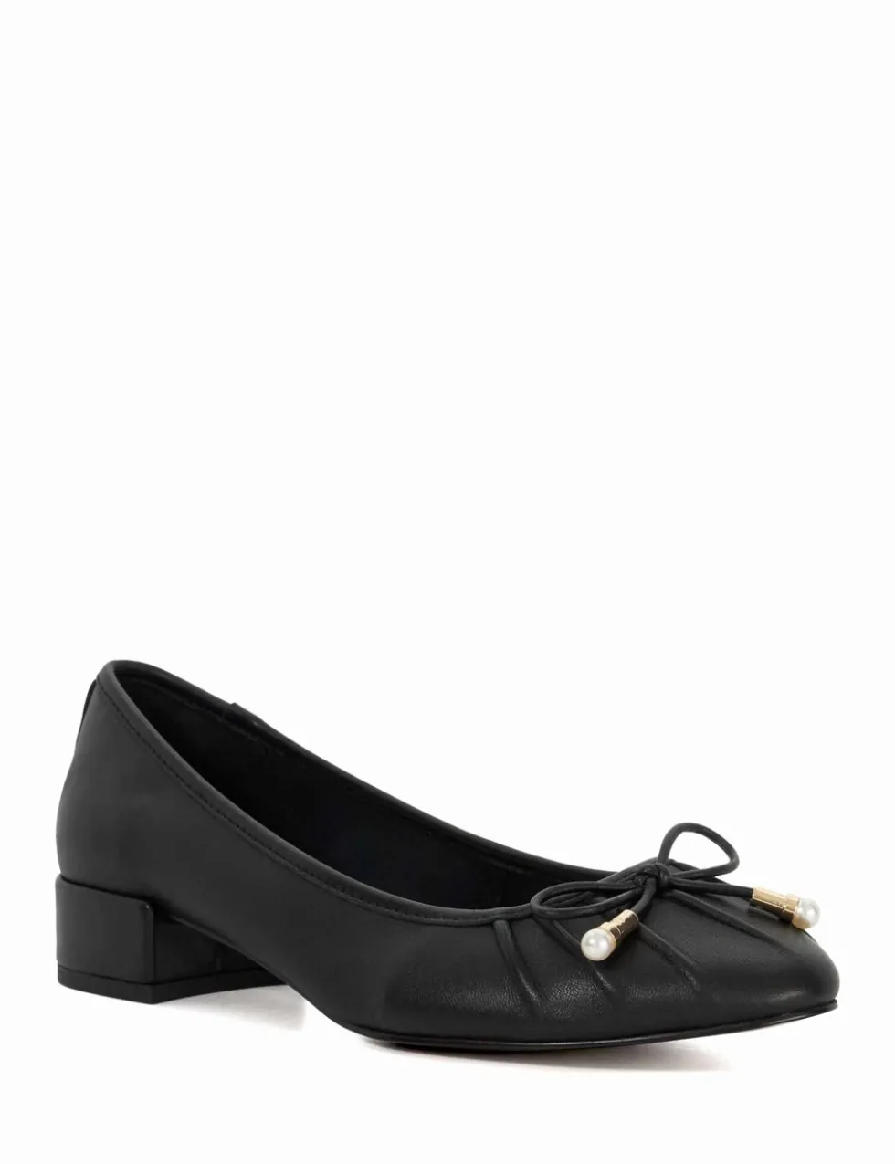 Wide Fit Leather Block Heel Pumps