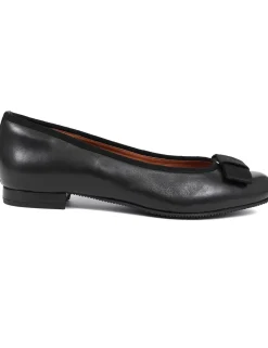 Wide Fit Leather Bow Flat Pumps