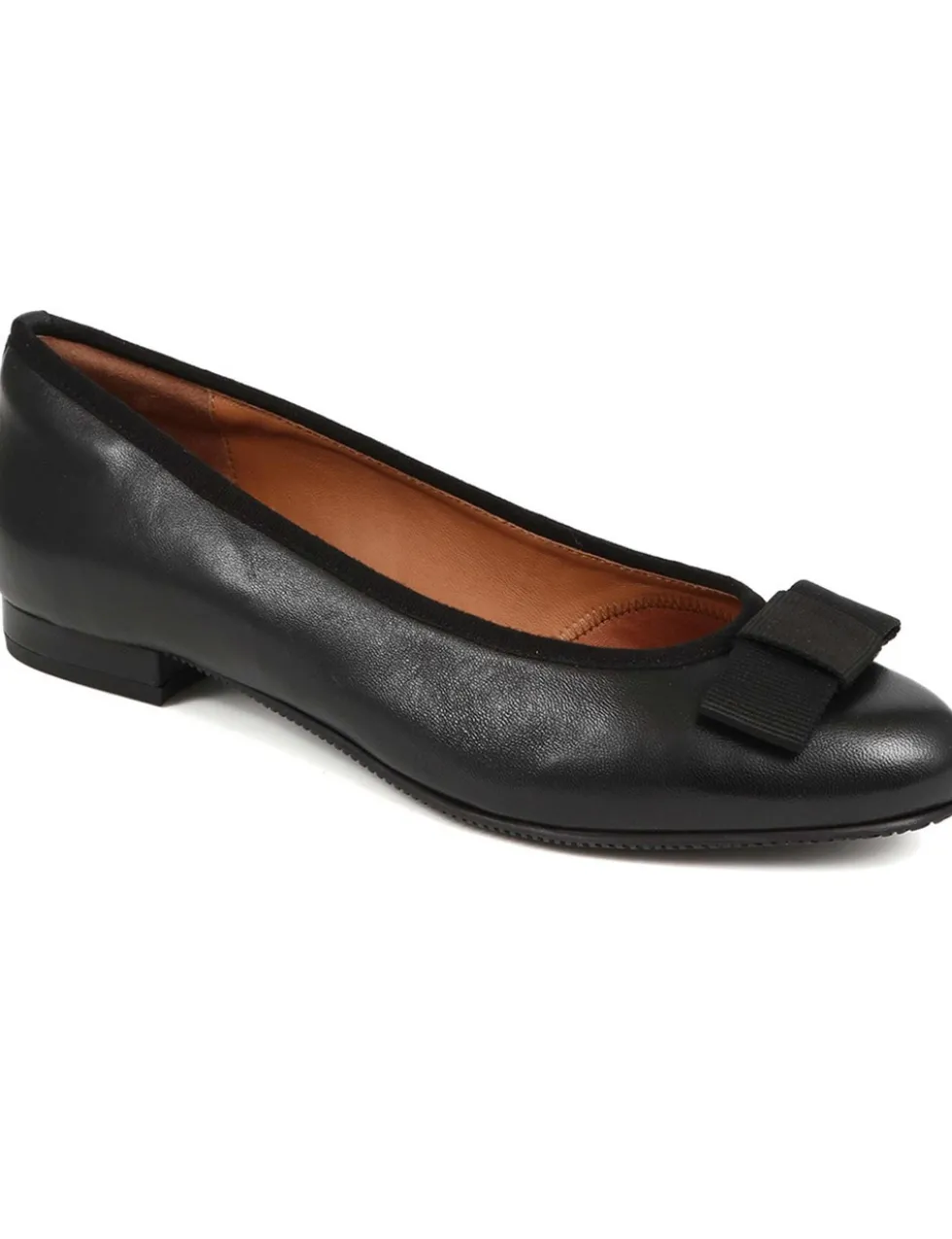 Wide Fit Leather Bow Flat Pumps