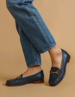 Wide Fit Leather Flat Loafers