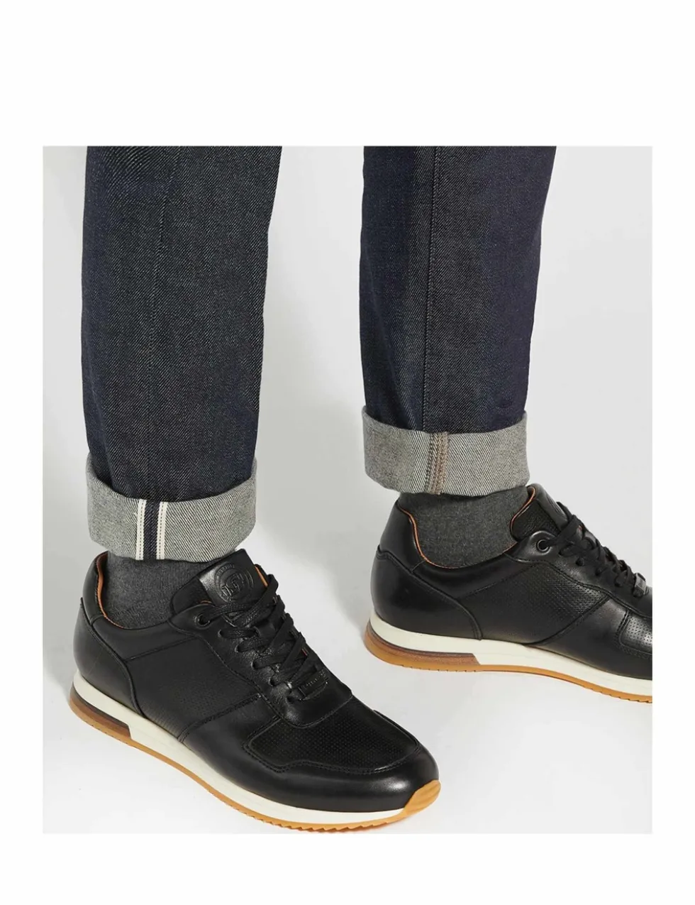 Wide Fit Leather Lace Up Trainers