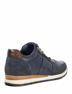 Wide Fit Leather Lace Up Side Zip Trainers