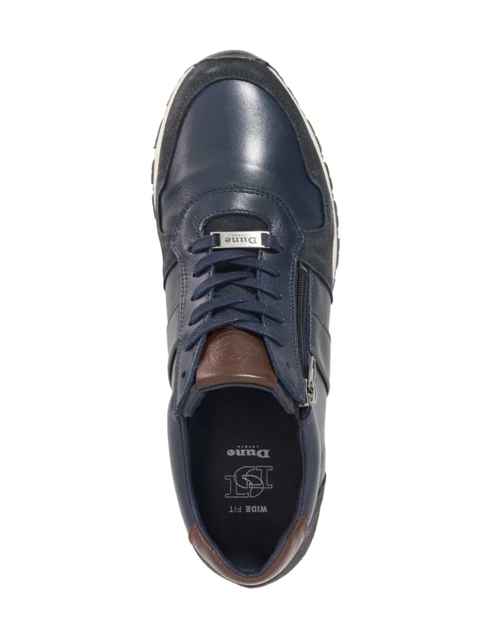 Wide Fit Leather Lace Up Side Zip Trainers