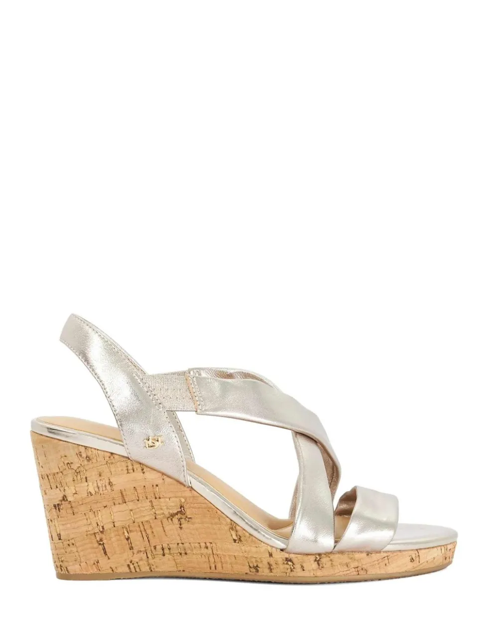 Wide Fit Leather Metallic Wedge Sandals