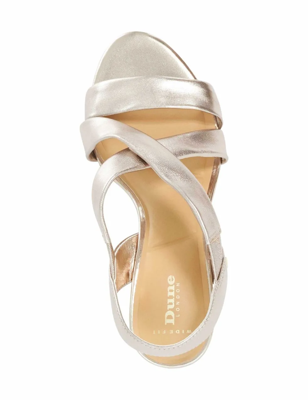 Wide Fit Leather Metallic Wedge Sandals