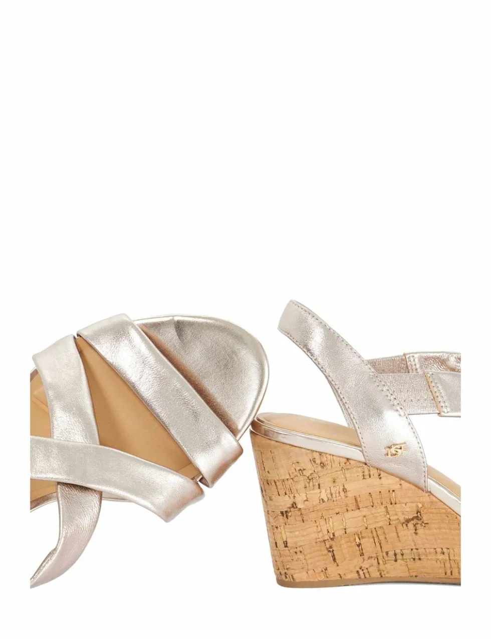 Wide Fit Leather Metallic Wedge Sandals