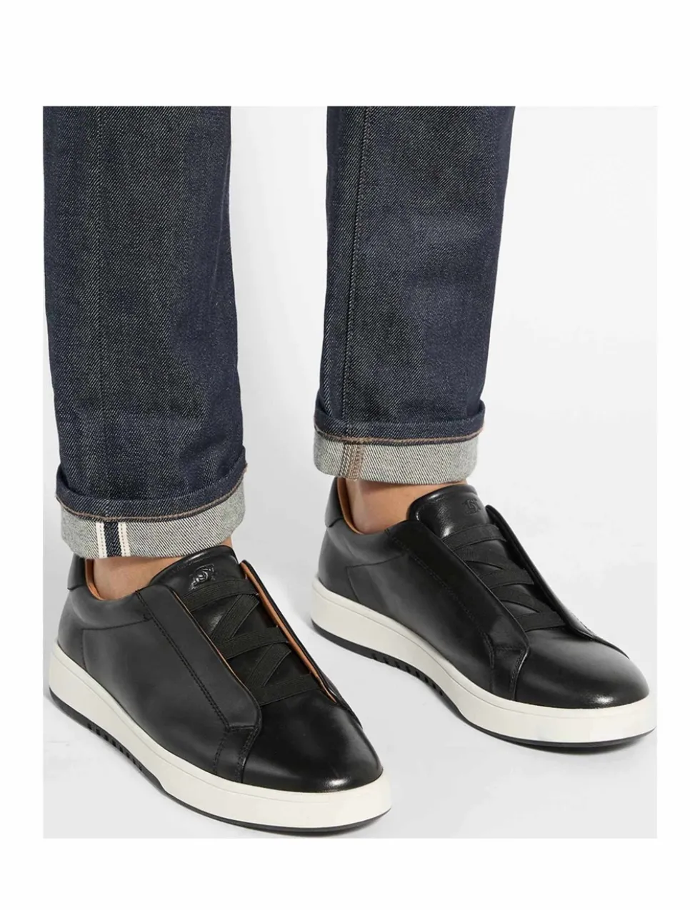 Wide Fit Leather Slip On Trainers