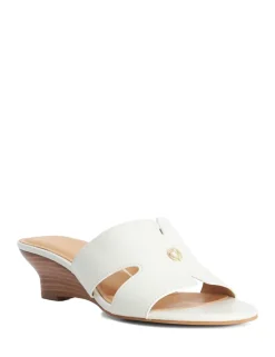 Wide Fit Leather Wedge Mules