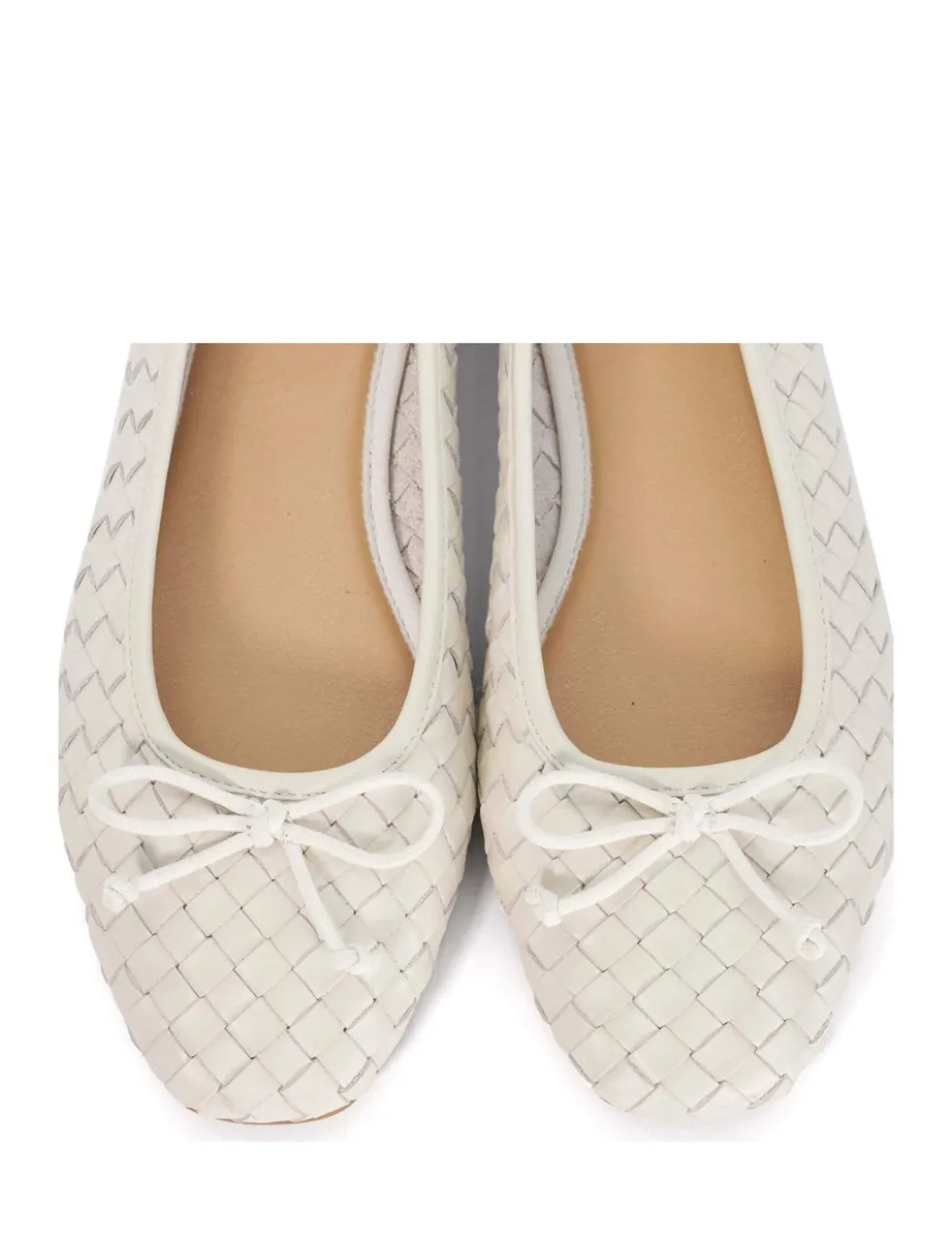 Wide Fit Leather Woven Flat Ballet Pumps