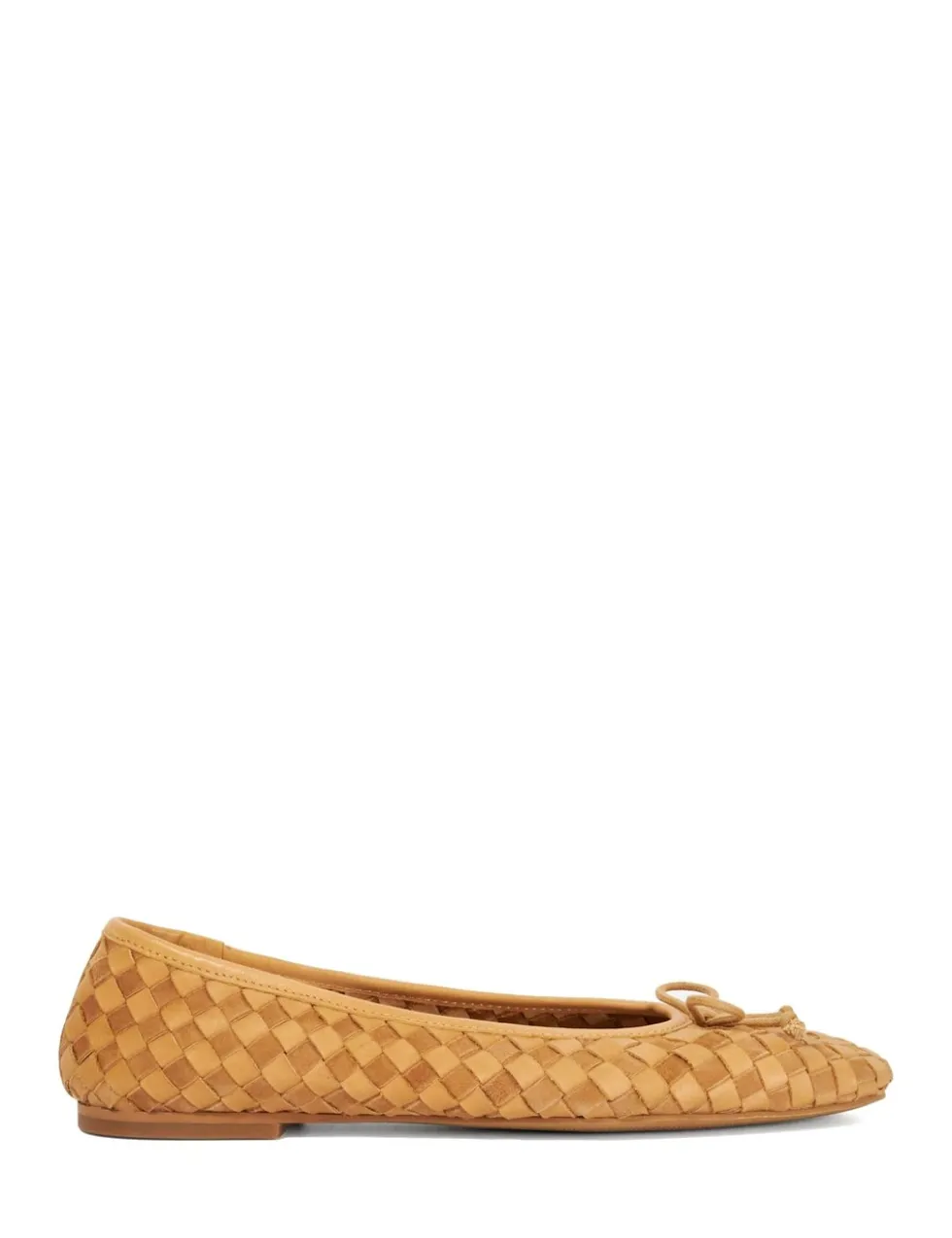 Wide Fit Leather Woven Flat Ballet Pumps