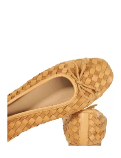 Wide Fit Leather Woven Flat Ballet Pumps