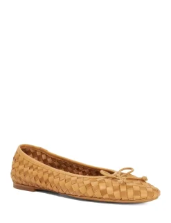 Wide Fit Leather Woven Flat Ballet Pumps