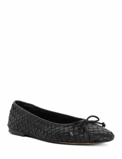Wide Fit Leather Woven Flat Ballet Pumps