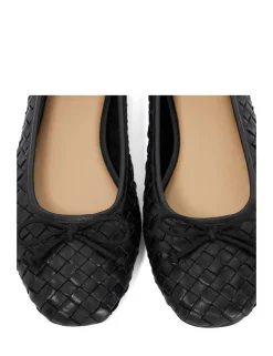 Wide Fit Leather Woven Flat Ballet Pumps