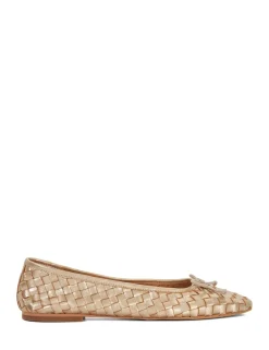Wide Fit Leather Woven Flat Ballet Pumps