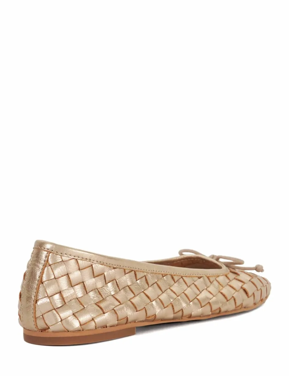 Wide Fit Leather Woven Flat Ballet Pumps