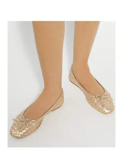 Wide Fit Leather Woven Flat Ballet Pumps