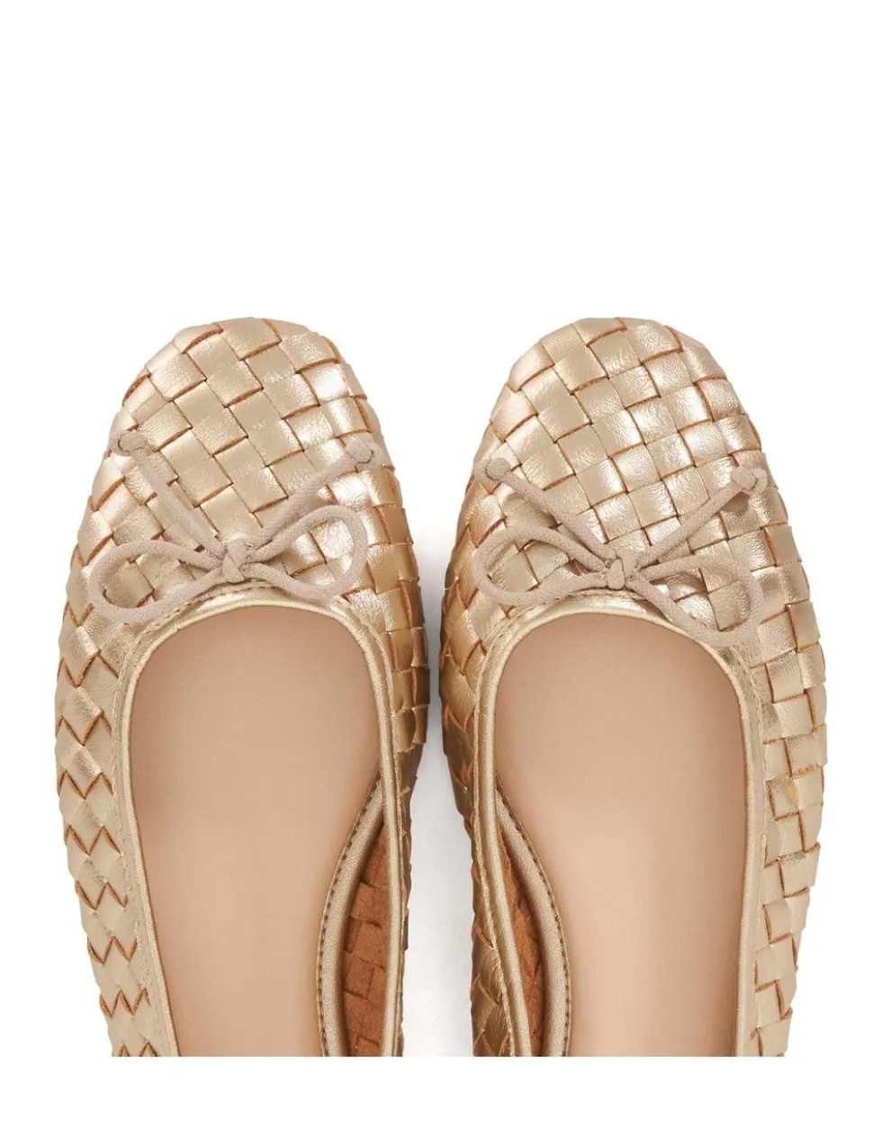 Wide Fit Leather Woven Flat Ballet Pumps