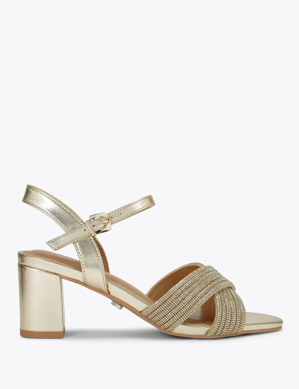 Wide Fit Metallic Sparkle Block Heel Sandals