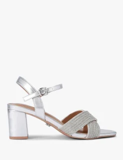 Wide Fit Metallic Sparkle Block Heel Sandals