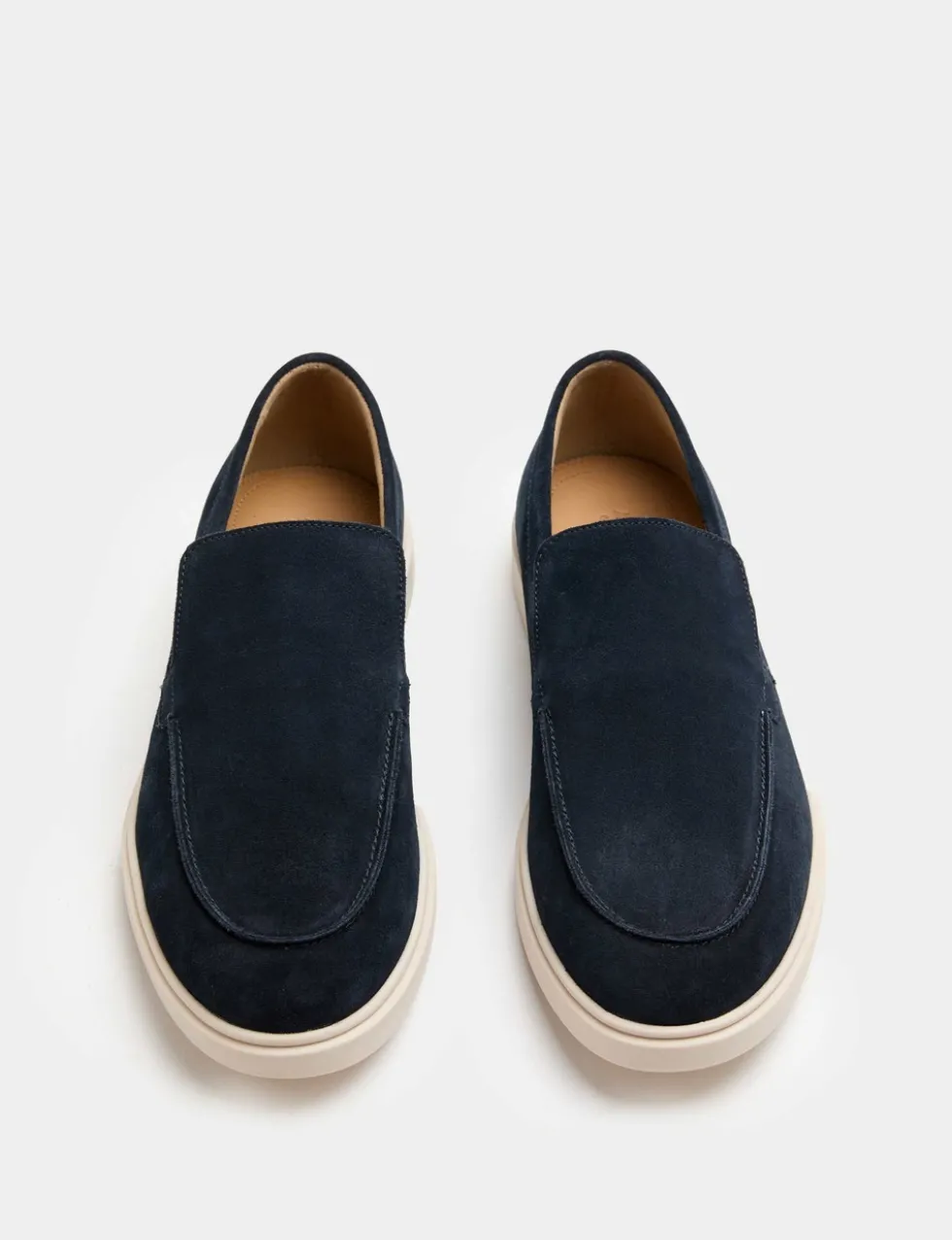 Wide Fit Suede White Sole Slip On Loafers
