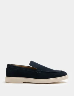 Wide Fit Suede White Sole Slip On Loafers