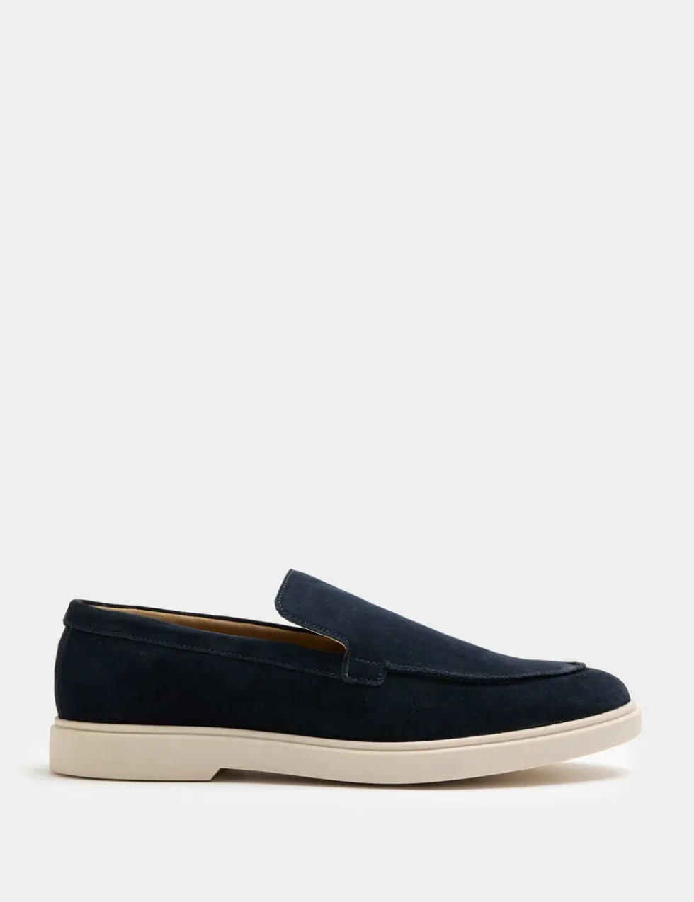 Wide Fit Suede White Sole Slip On Loafers