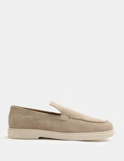 Wide Fit Suede White Sole Slip On Loafers