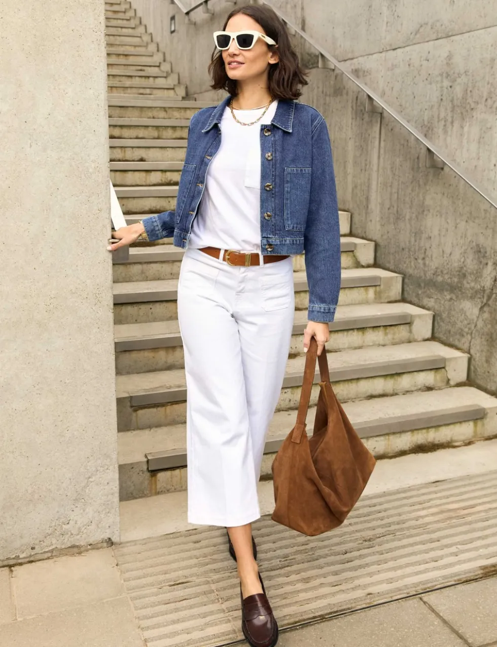 Wide Leg High Waisted Cropped Jeans