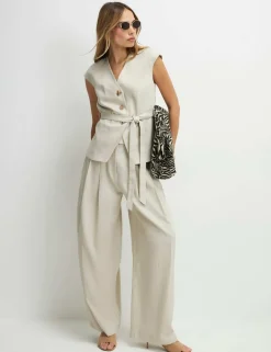 Wide Leg Trousers with Cotton