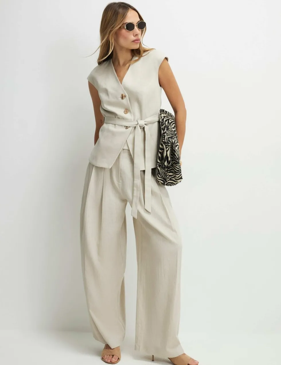 Wide Leg Trousers with Cotton