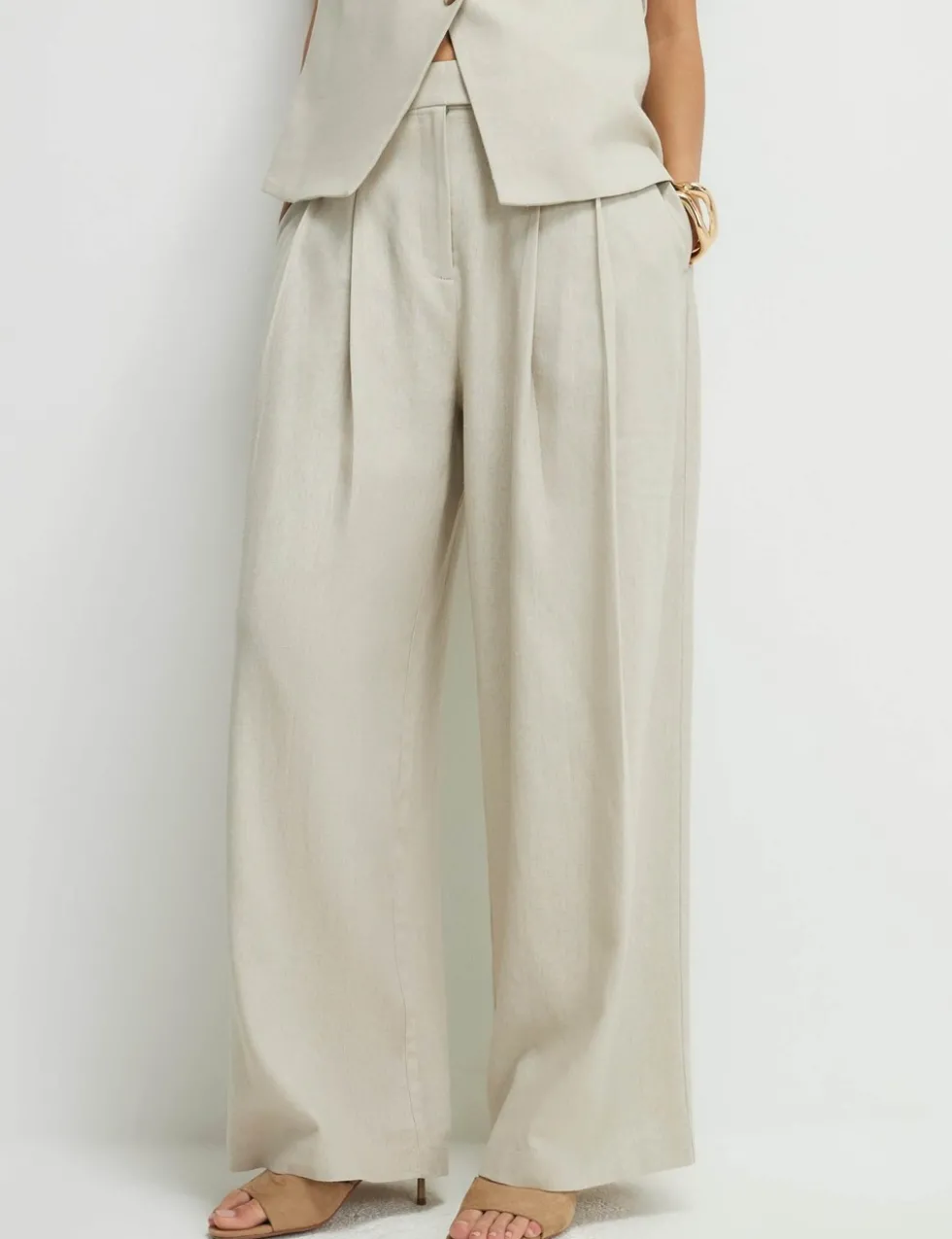 Wide Leg Trousers with Cotton