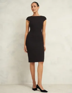Wide Neck Knee Length Shift Dress