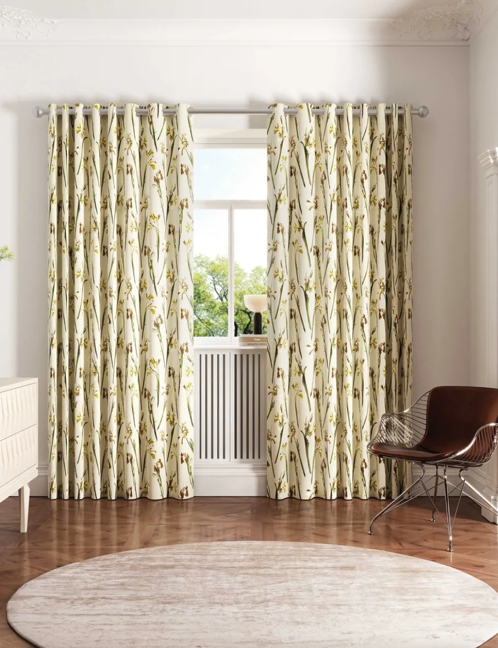 Wild Iris Lined Eyelet Curtains