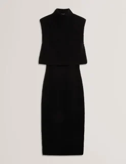 Wool Blend 2 In 1 Rib Knit Mini Dress