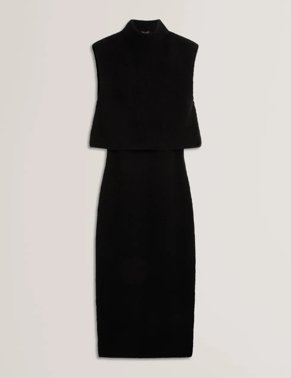 Wool Blend 2 In 1 Rib Knit Mini Dress