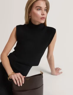 Wool Blend 2 In 1 Rib Knit Mini Dress