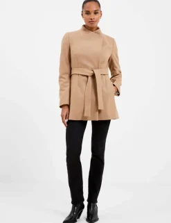 Wool Blend Belted Wrap Coat