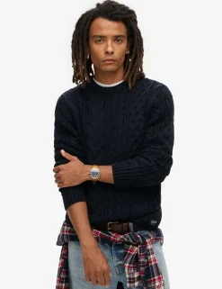 Wool Blend Cable Crew Neck Jumper