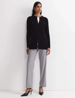 Wool Blend Cable Knit Longline Cardigan
