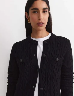 Wool Blend Cable Knit Longline Cardigan