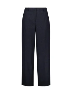 Wool Blend Checked Wide Leg Trousers