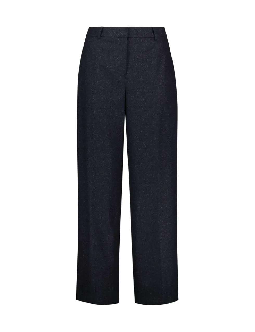 Wool Blend Checked Wide Leg Trousers